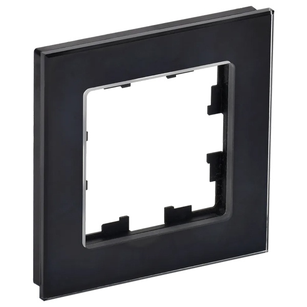 Рамка на 1 пост ИЭК BRITE стекло черный (РУ-1-2-БрЧ)