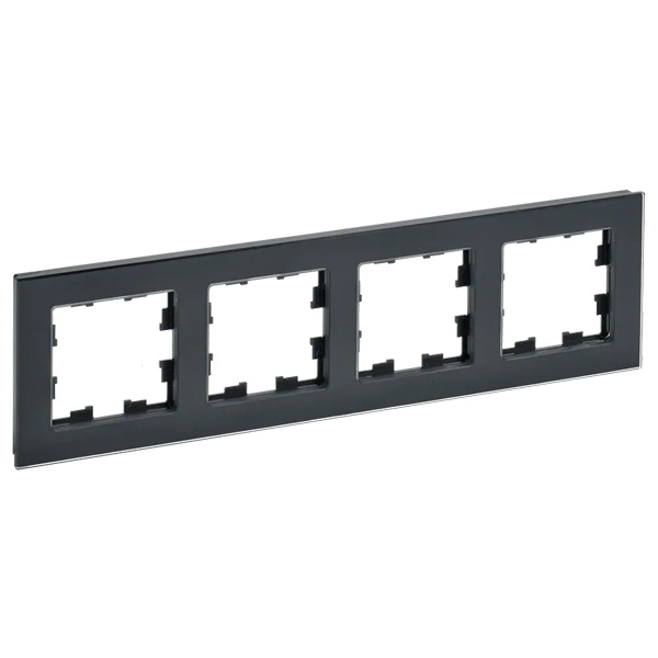 Рамка на 4 поста ИЭК BRITE стекло черный (РУ-4-2-БрЧ)