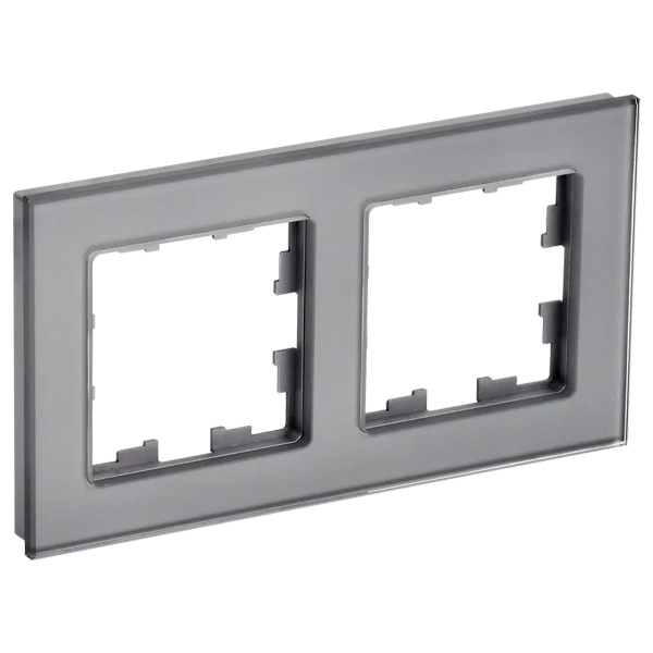 Рамка на 2 поста ИЭК BRITE стекло серый (РУ-2-2-БрСе)