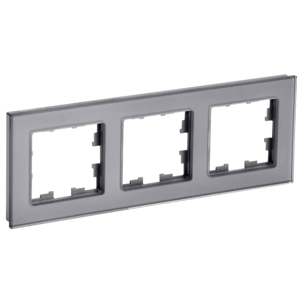 Рамка на 3 поста ИЭК BRITE стекло серый (РУ-3-2-БрСе)
