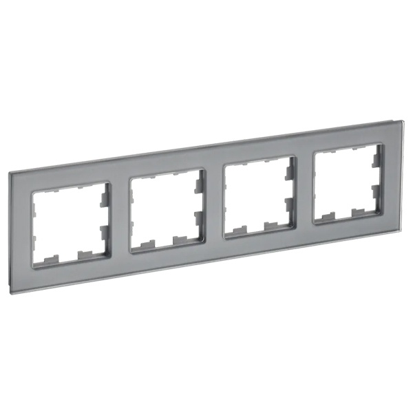 Рамка на 4 поста ИЭК BRITE стекло серый (РУ-4-2-БрСе)