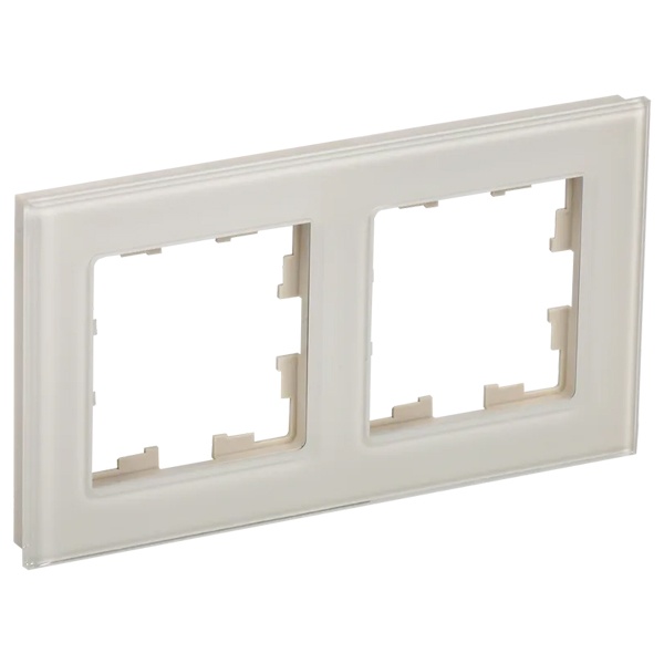 Рамка на 2 поста ИЭК BRITE стекло ванильный (РУ-2-2-БрВа)