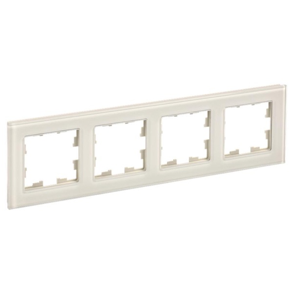 Рамка на 4 поста ИЭК BRITE стекло ванильный (РУ-4-2-БрВа)