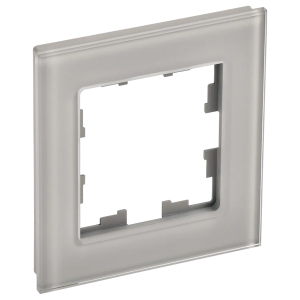 Рамка на 1 пост ИЭК BRITE стекло дымчатый (РУ-1-2-БрД)