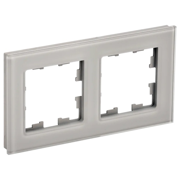 Рамка на 2 поста ИЭК BRITE стекло дымчатый (РУ-2-2-БрД)