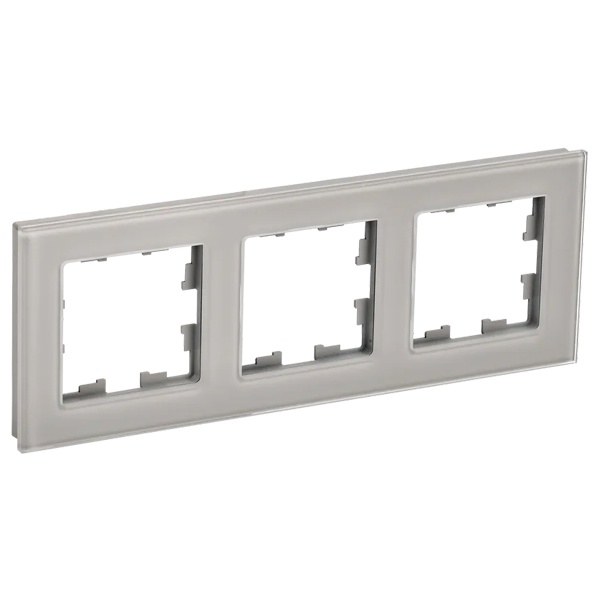 Рамка на 3 поста ИЭК BRITE стекло дымчатый (РУ-3-2-БрД)