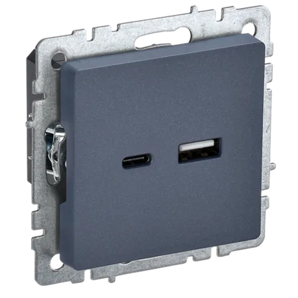 Зарядка ИЭК BRITE USB A+С 3,1А маренго ( РЮ11-1-БрМ)