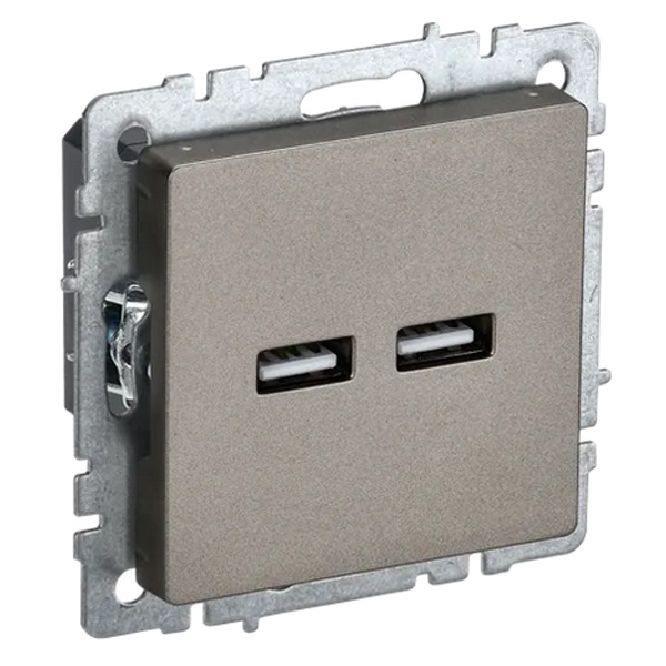 Зарядка ИЭК BRITE USB A+A 3,1А шампань (РЮ10-1-БрШ)