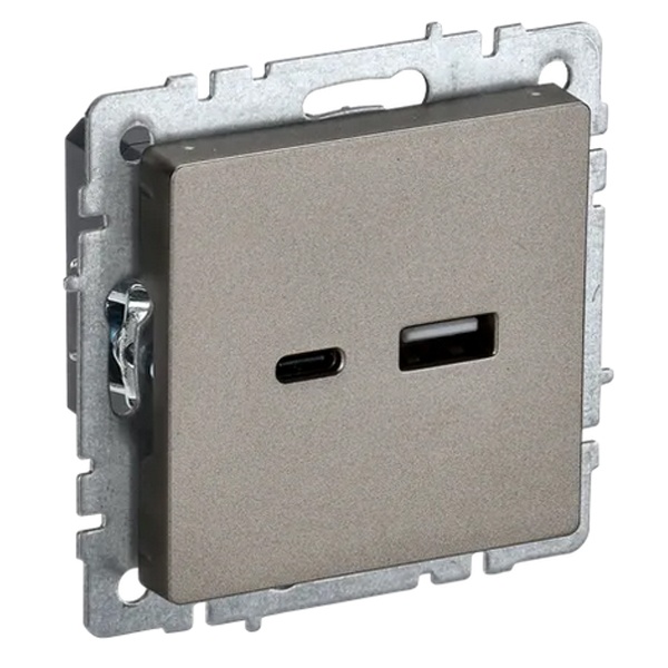 Зарядка ИЭК BRITE USB A+С 3,1А шампань (РЮ11-1-БрШ)