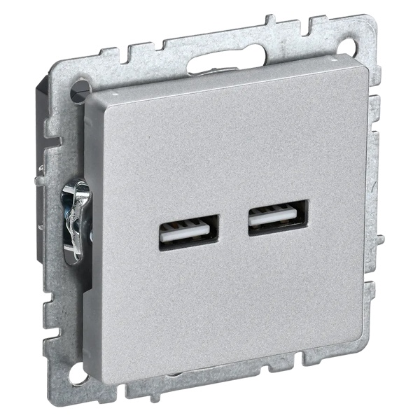 Зарядка ИЭК BRITE USB A+A 3,1А алюминий (РЮ10-1-БрА)