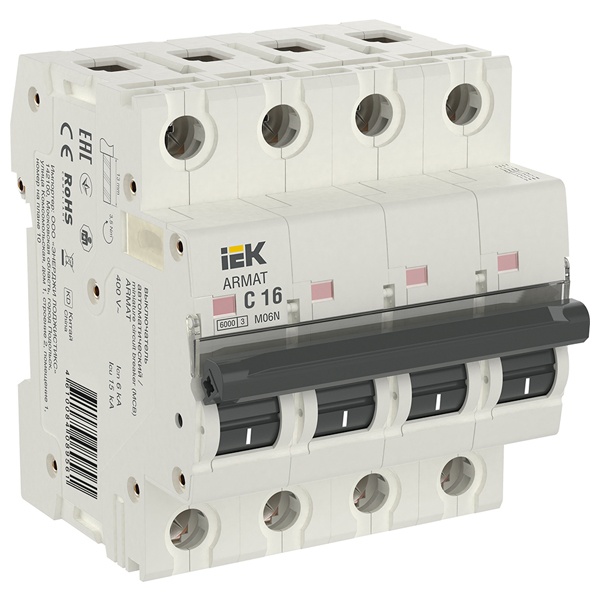 Автоматический выключатель ИЭК ARMAT M06N 4Р 16А 6кА характеристика С (автомат электрический)