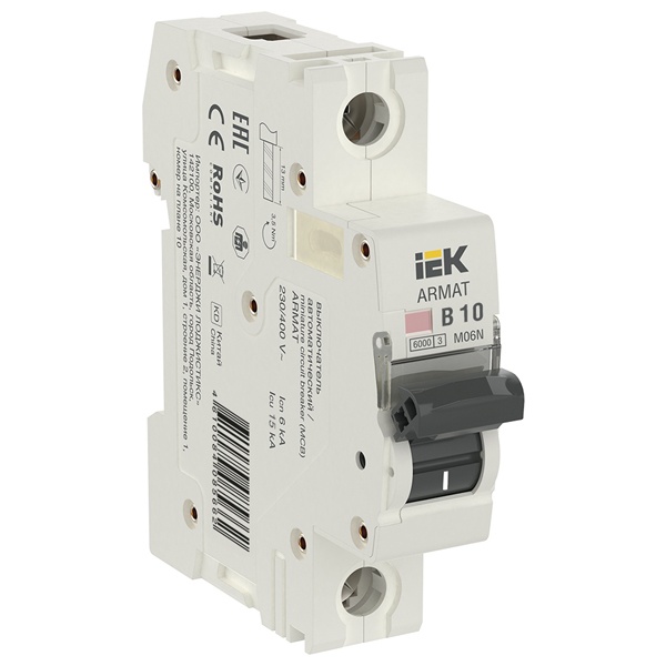 Автоматический выключатель ИЭК ARMAT M06N 1Р 10А 6кА характеристика B (автомат электрический)