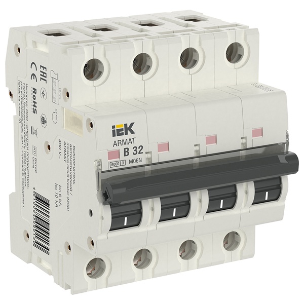 Автоматический выключатель ИЭК ARMAT M06N 4Р 32А 6кА характеристика B (автомат электрический)
