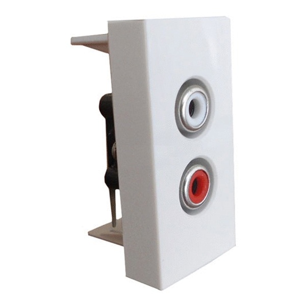 Аудио розетка Экопласт RCA разъем (2 коннектора RCA аудио) 45х22,5 LK45 белая