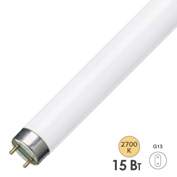 Люминесцентная линейная лампа T8 Osram L 15W/827 2700K LUMILUX RUS G13 438mm СМ