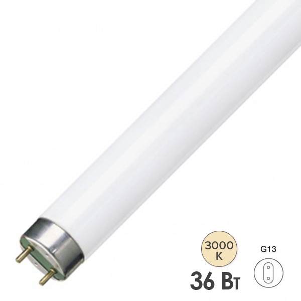 Люминесцентная линейная лампа T8 Osram L 36W/830 3000K LUMILUX RUS G13 1200mm СМ