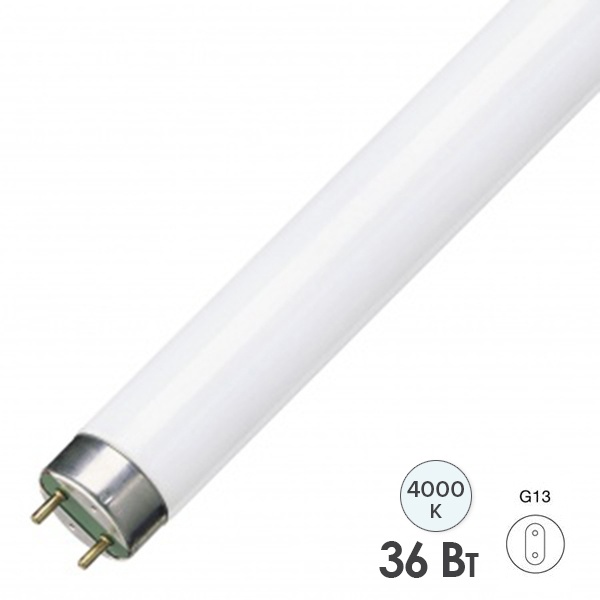 Люминесцентная линейная лампа T8 Osram L 36W/840 4000K LUMILUX RUS G13 1200mm СМ
