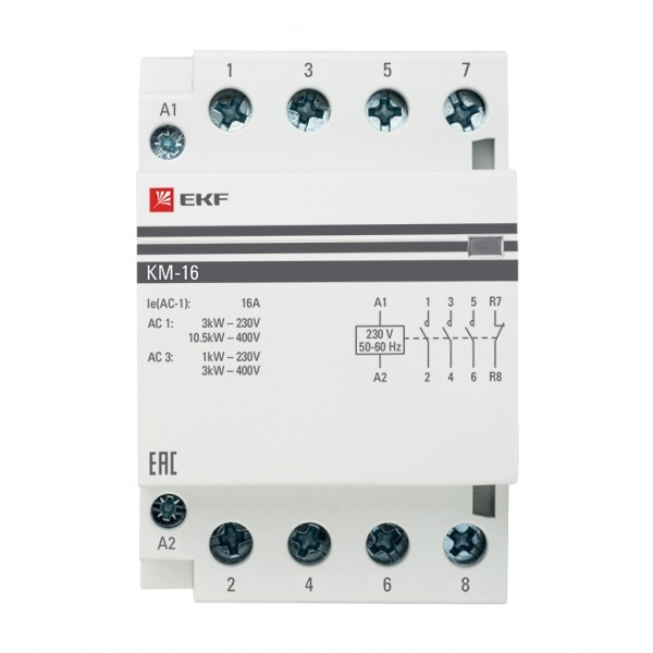 Контактор модульный EKF КМ 16А 2NO+2NC 230В AC 3 модуля