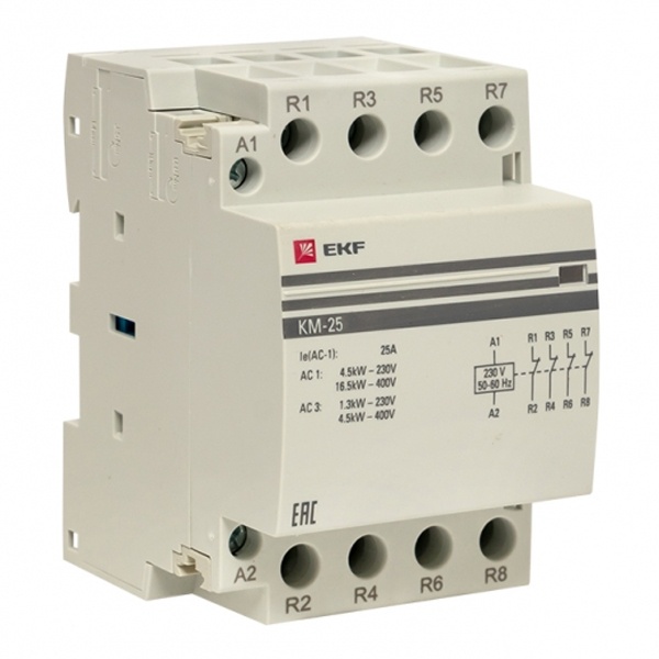 Контактор модульный EKF КМ 25А 4NC 230В AC 3 модуля