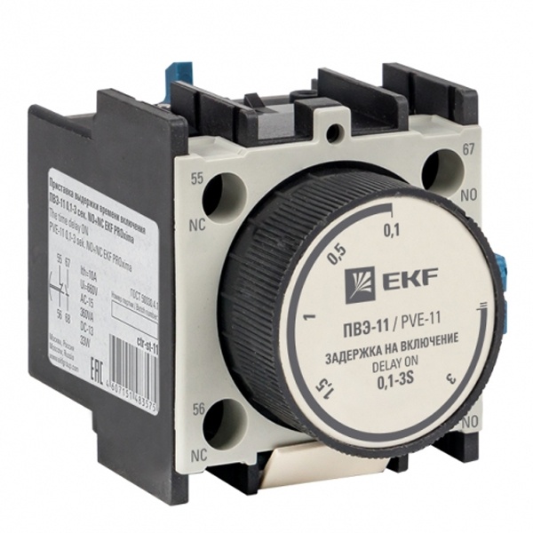 Приставка выдержки времени включения EKF PROxima ПВЭ-11 0,1-3сек NO+NC