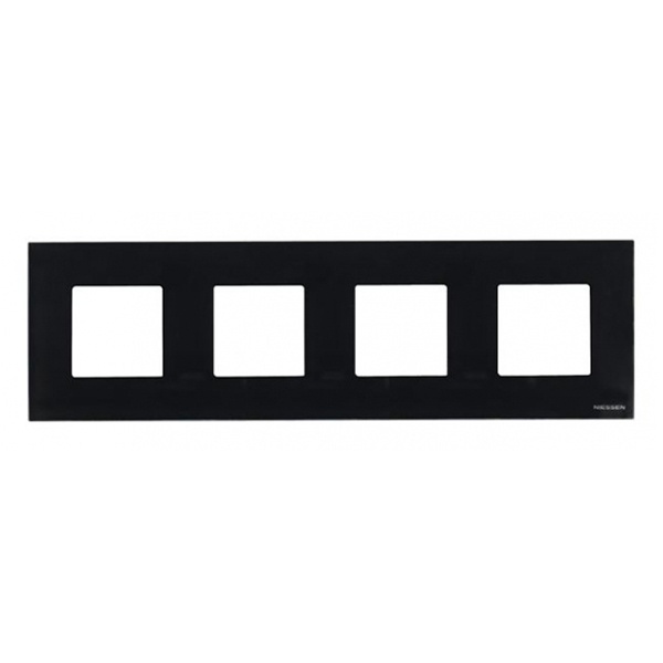 Рамка 4-постовая, серия Zenit, стекло чёрное (N2274 CN)