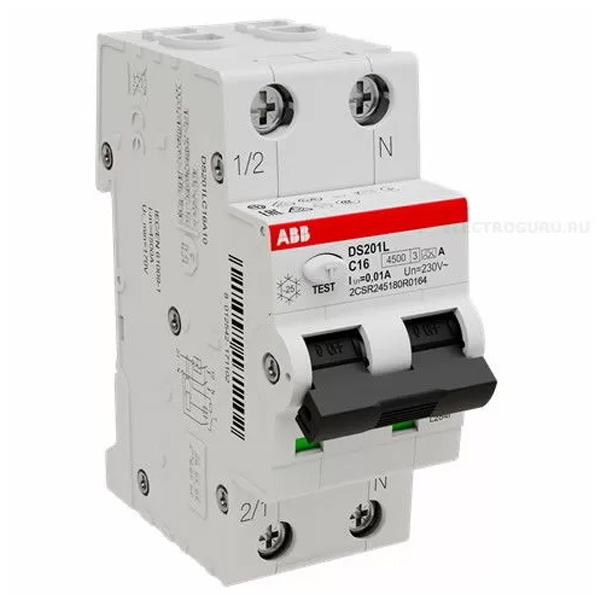 Дифференциальный автомат ABB DS201L C6A 10mA А 1P+N 6кА (2CSR255040R1064) замена 2CSR245140R0164 (дифавтомат, АВДТ)
