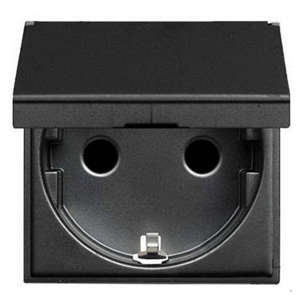 Розетка 220В с/з с крышкой со шторками, 16А / 250В ABB Zenit, антрацит (N2288.1 AN)