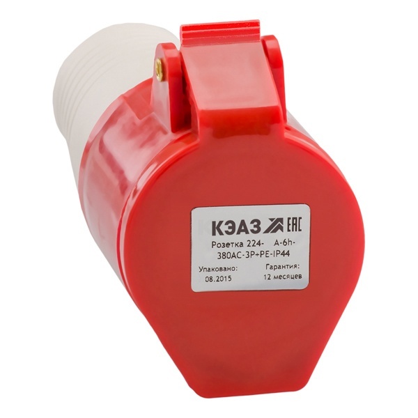 Розетка кабельная КЭАЗ 214-16А-6h-380AC-3P+PE-IP44