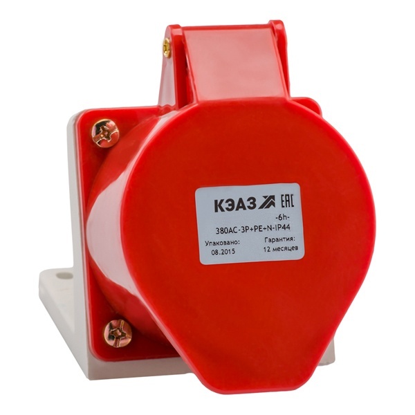 Розетка для монтажа на поверхность КЭАЗ 115-16А-6h-380AC-3P+PE+N-IP44