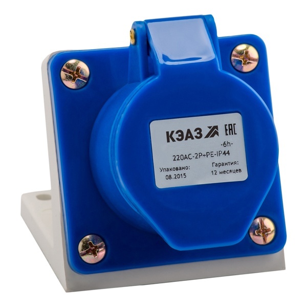 Розетка для монтажа на поверхность КЭАЗ 123-32А-6h-220AC-2P+PE-IP44