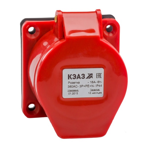 Розетка фланцевая КЭАЗ 324-32А-6h-380AC-3P+PE-IP44