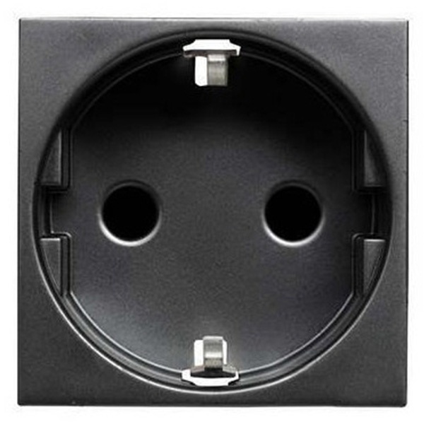 Розетка 220В с/з и безвинтовыми клеммами со шторками, 16А ABB Zenit, антрацит (N2288.6 AN)