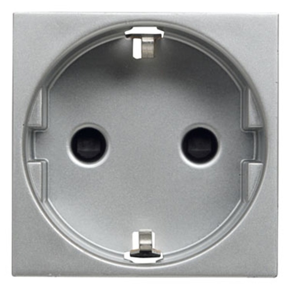 Розетка 220В с/з и безвинтовыми клеммами со шторками 16А ABB Zenit, серебристый (N2288.6 PL)