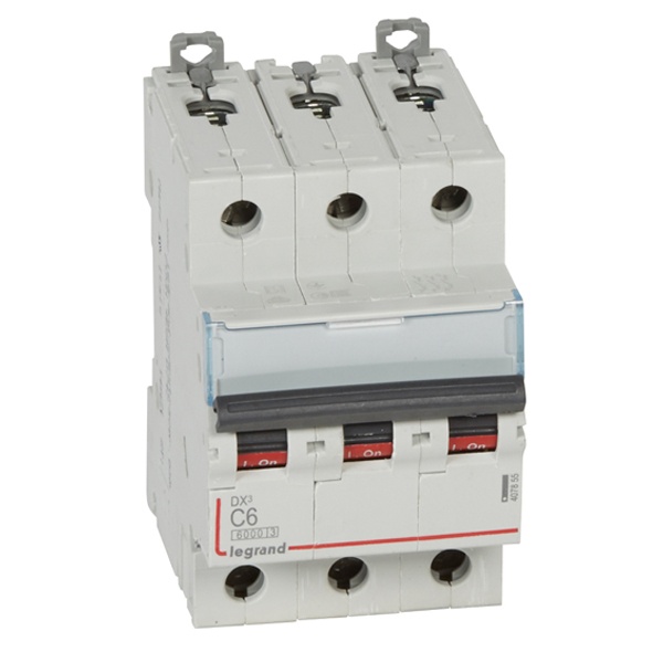Автоматический выключатель Legrand DX3 3П C6A 6/10kA 3 модуля (автомат электрический)