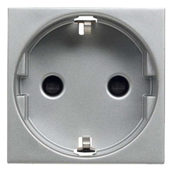 Розетка 220В с/з со шторками 16А / 250В ABB Zenit, серебристый (N2288 PL)