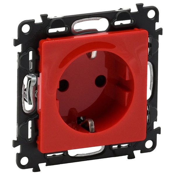 Силовая розетка с/з 16а 220В безвинтовые зажимы Legrand Valena LIFE красная (необходим ключ 50299)