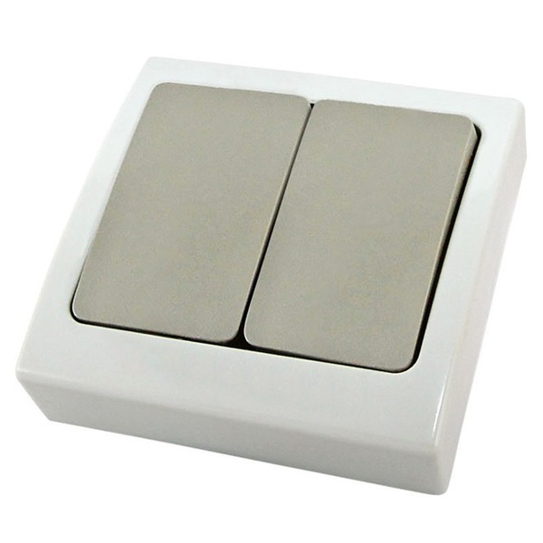 Выключатель двухклавишный TDM скрытой установки Вуокса 10А IP54 серый