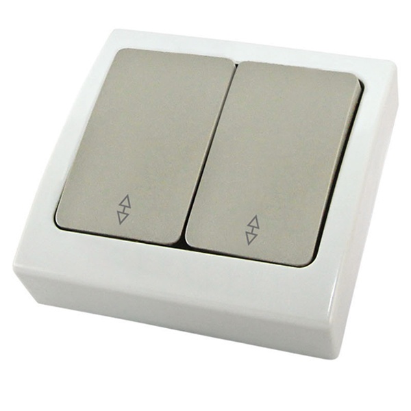 Переключатель двухклавишный TDM скрытой установки Вуокса 10А IP54 серый