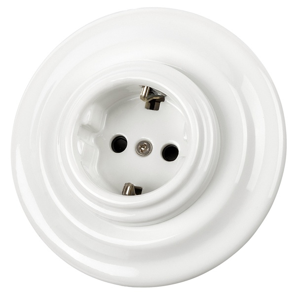 Розетка TDM Болонь 2П+З 16А 250В фарфор белый