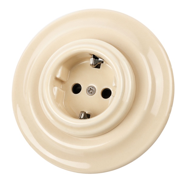 Розетка TDM Болонь 2П+З 16А 250В фарфор слоновая кость (бежевый)