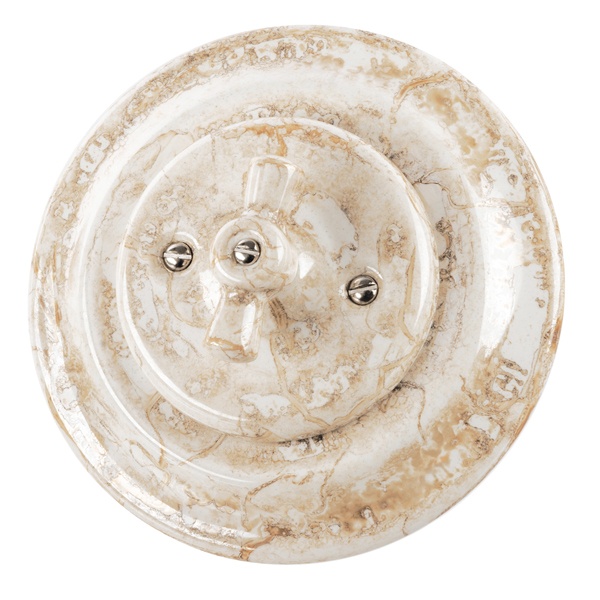 Выключатель 2-клавишный TDM Болонь с ручкой (бантик) 10А фарфор мраморный