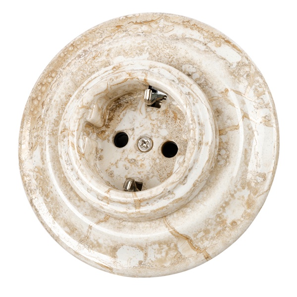 Розетка с заземлением TDM Болонь 2П+З 16А 250В фарфор мраморный