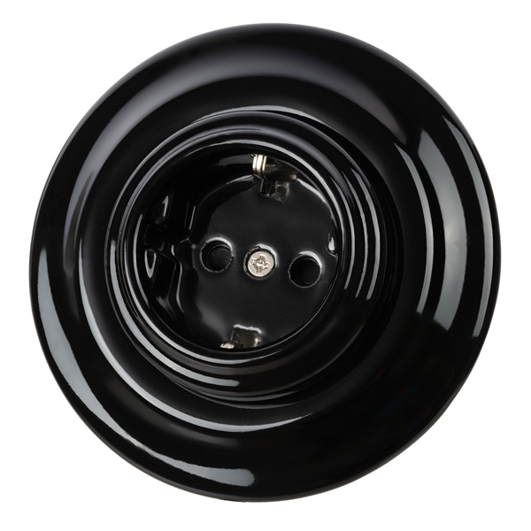 Розетка с заземлением TDM Болонь 2П+З 16А 250В фарфор черный