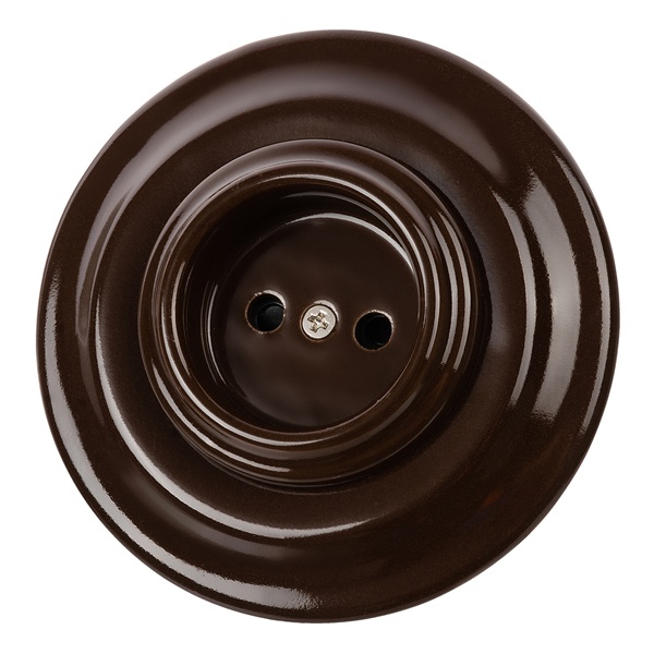 Розетка без заземления TDM Болонь 2П 10А 250В фарфор коричневый