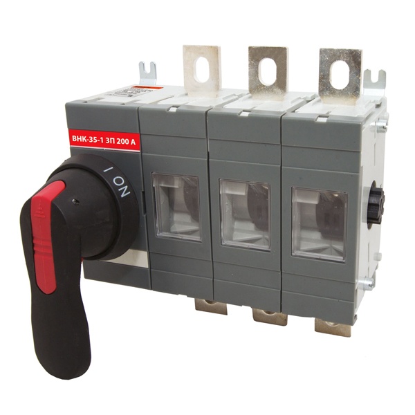 Рубильник TDM ВНК-35-1 3П 200А с установленной фронтальной ручкой управления (выключатель нагрузки)