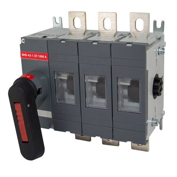 Рубильник TDM ВНК-43-1 3П 1000А с установленной фронтальной ручкой управления (выключатель нагрузки)