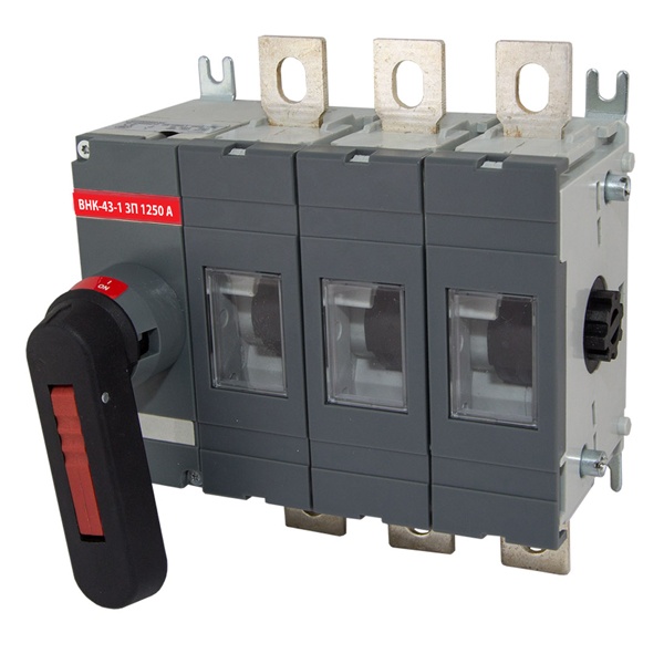 Рубильник TDM ВНК-43-1 3П 1250А с установленной фронтальной ручкой управления (выключатель нагрузки)