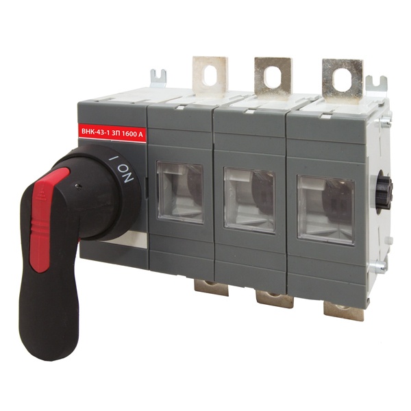 Рубильник TDM ВНК-43-1 3П 1600А с установленной фронтальной ручкой управления (выключатель нагрузки)