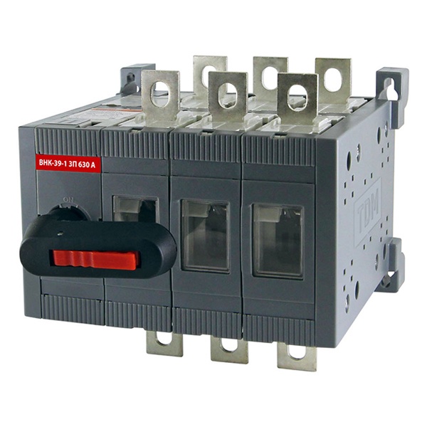 Рубильник TDM ВНК-39-1 3П 630А реверсивный с установленной фронтальной ручкой управления (выключатель нагрузки)