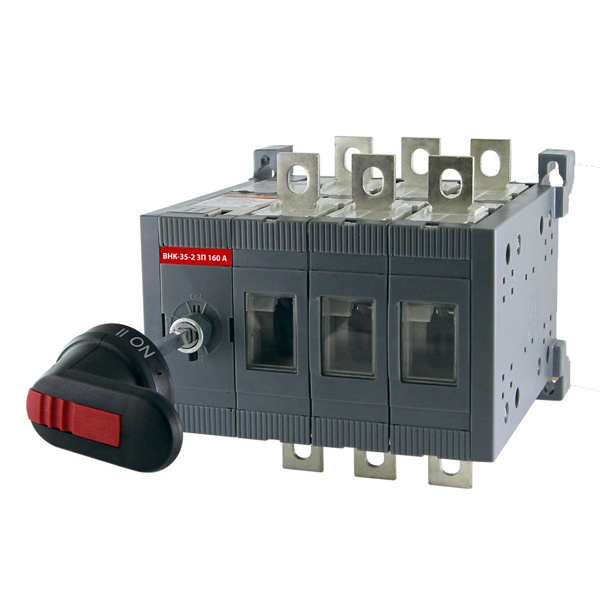 Рубильник TDM ВНК-35-2 3П 160А реверсивный с выносной фронтальной ручкой и переходником 185 мм (выключатель нагрузки)